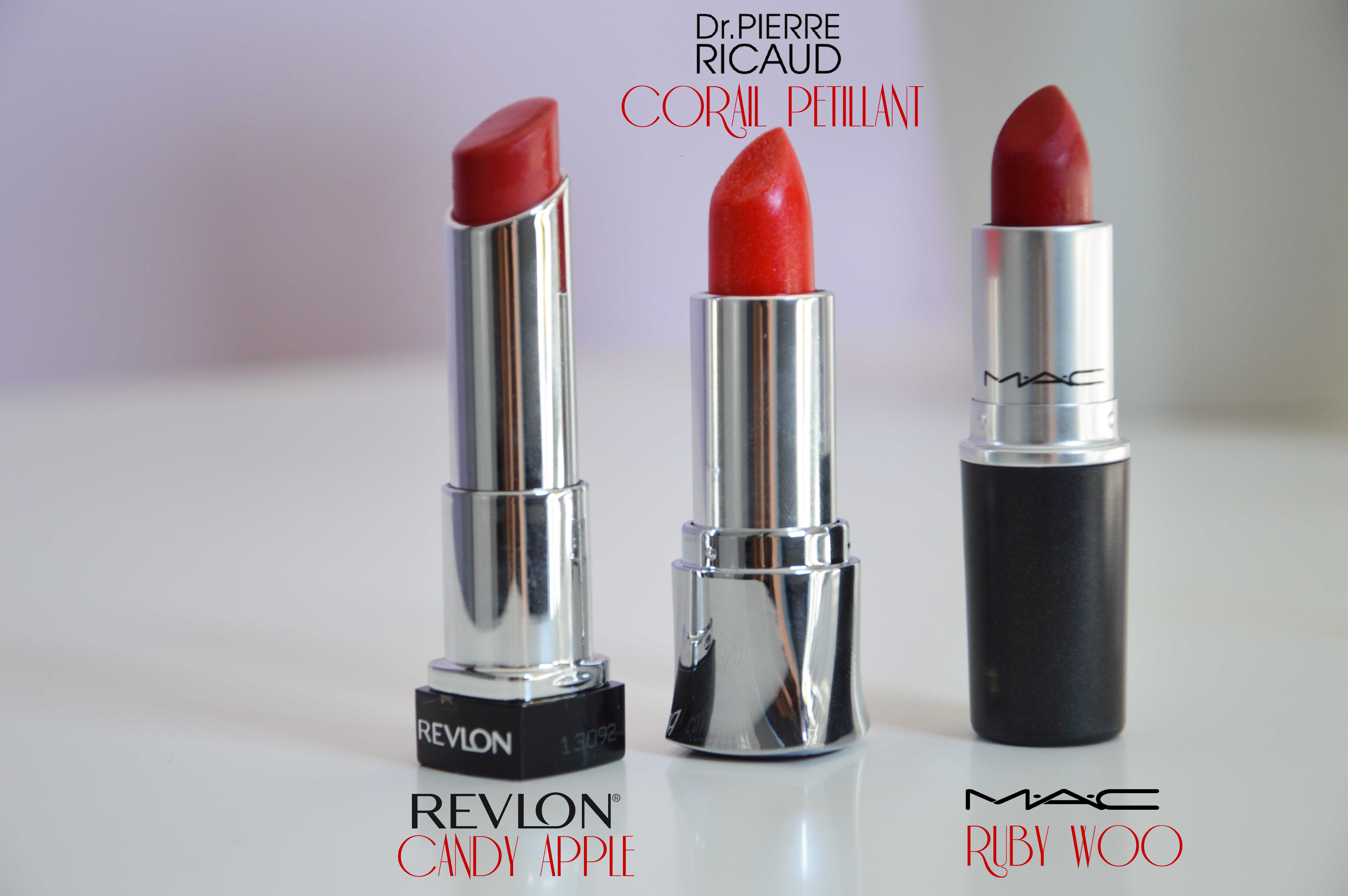 ALITTLEB_BLOG_BEAUTE_3_ROUGES_3_LOOKS_REVLON_DR_RICAUD_MAC_TUBES
