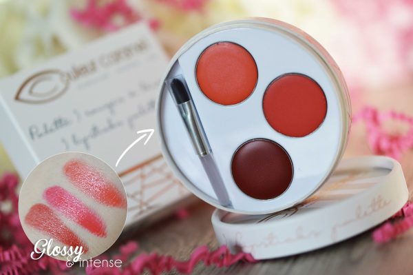 swatch de la palette trio lipstick de couleur caramel makeup bio