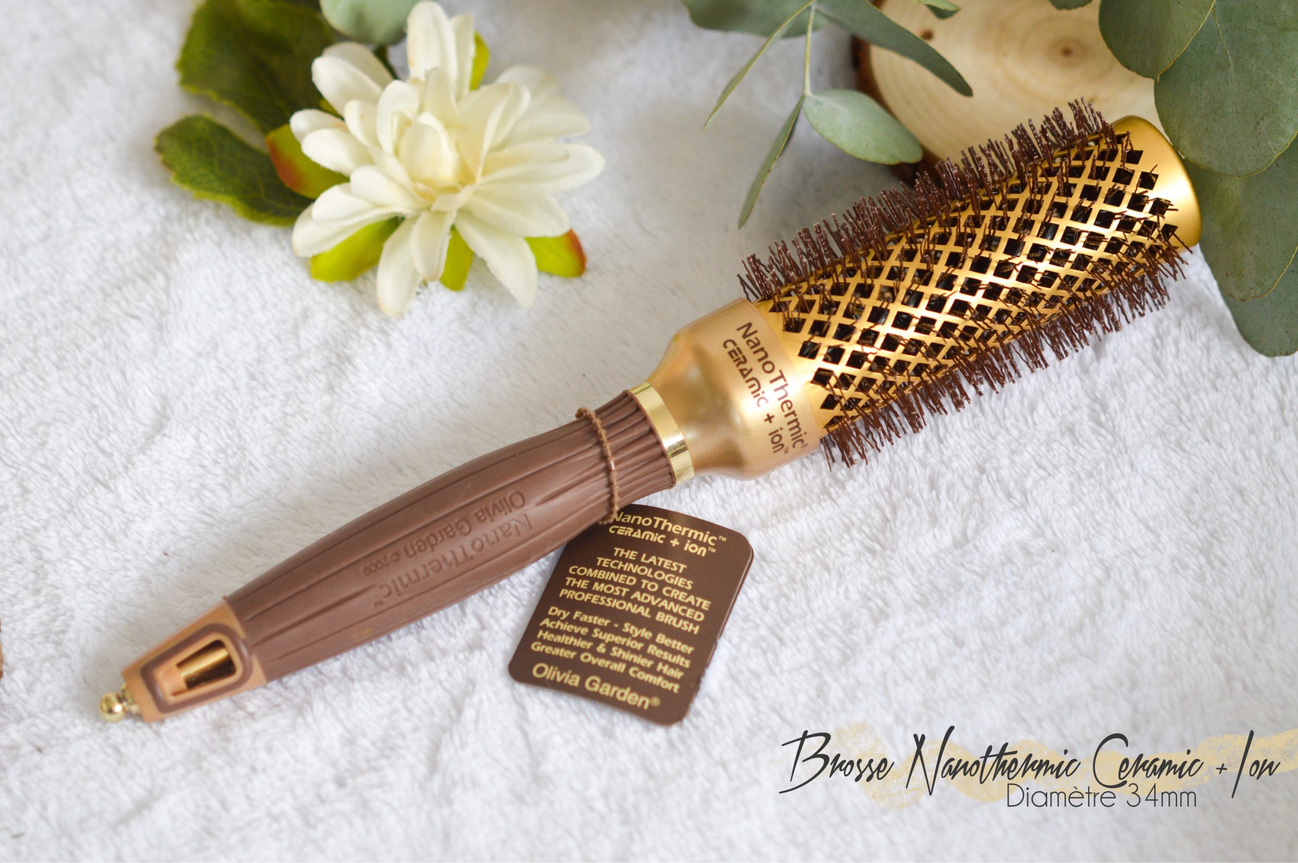 brosse à cheveux olivia garden nanothermic ceramic + ion ronde diametre 34mm